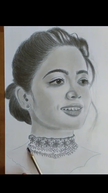 Rashmika Mandanna is an Indian actress sketch portrait