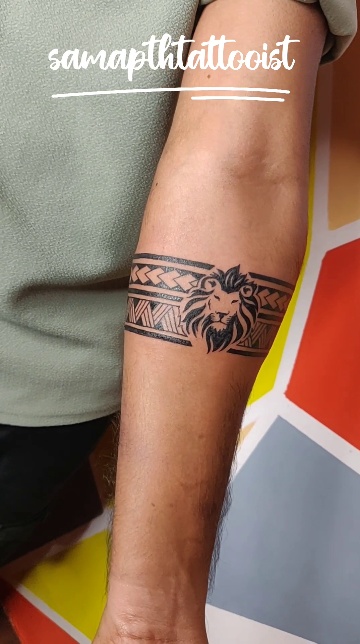 Tempoary Tattoowala Lion Tribal Full Hand Band Round Tattoo Waterproof  Temporary Body Tattoo  Amazonin Beauty
