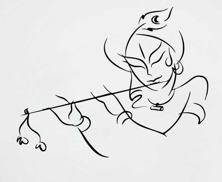 Pencil Sketch of Shri Krishna | DesiPainters.com
