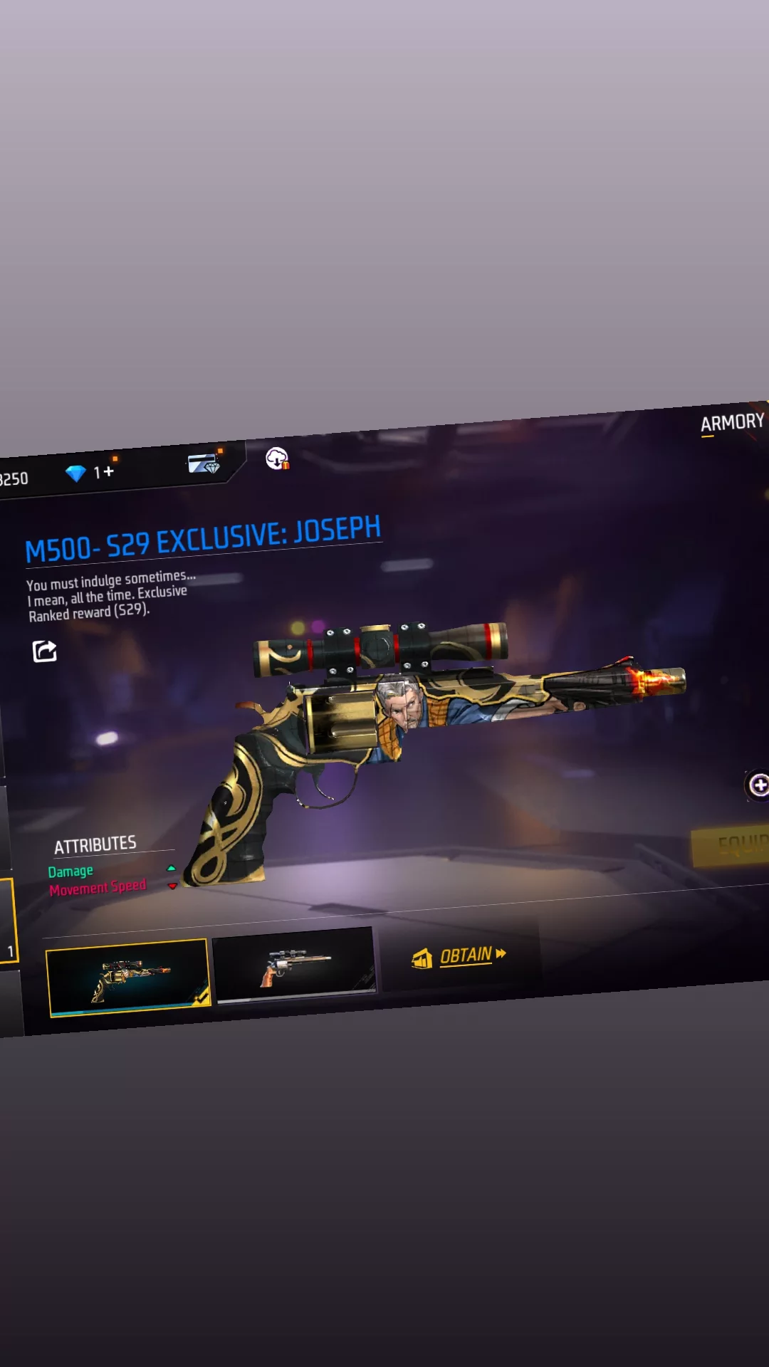 Took long enough. But finally a M500 skin with real attributes : r/freefire