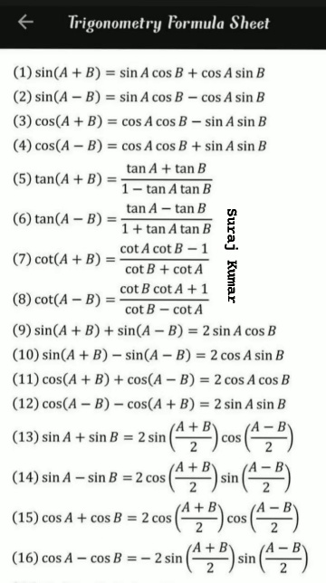 trigonometry formulas pdf