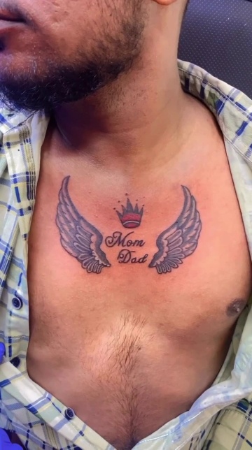 Mum Dad angel Wings Tattoo