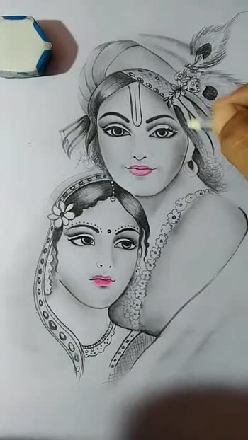 Happy janmashtami hand lettering sketch of young Vector Image