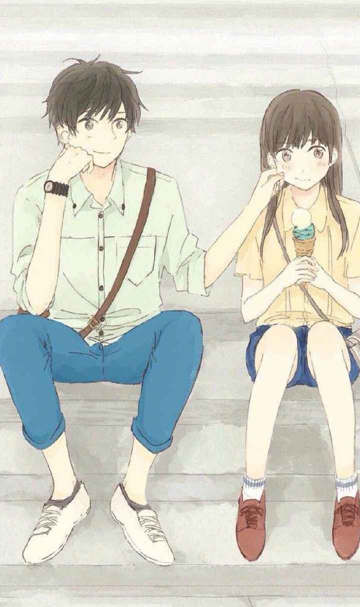 Love Kiss Of Cute Anime Couple Wallpaper