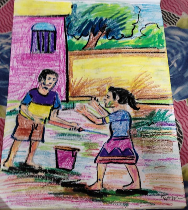 Holi special krishna drawing || Holi special drawing easy /drawing with  colour/drawing oil pastel | Holi special krishna drawing || Holi special  drawing easy /drawing with colour/drawing oil pastel have you show