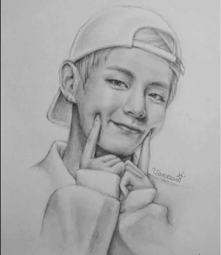 Hes such a sweetheart BTS Taehyung gifts his handdrawn caricature  portrait to a lucky ARMY