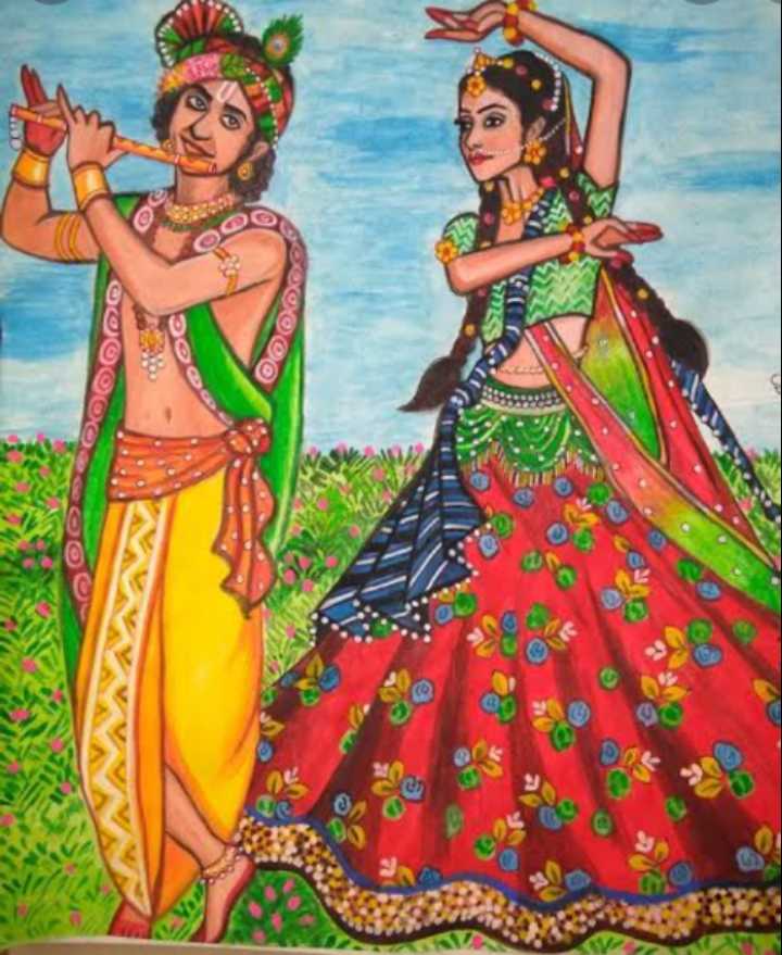 Krishna (Colorful Portrait of Hindu God) Drawing by Jayne Somogy | Saatchi  Art