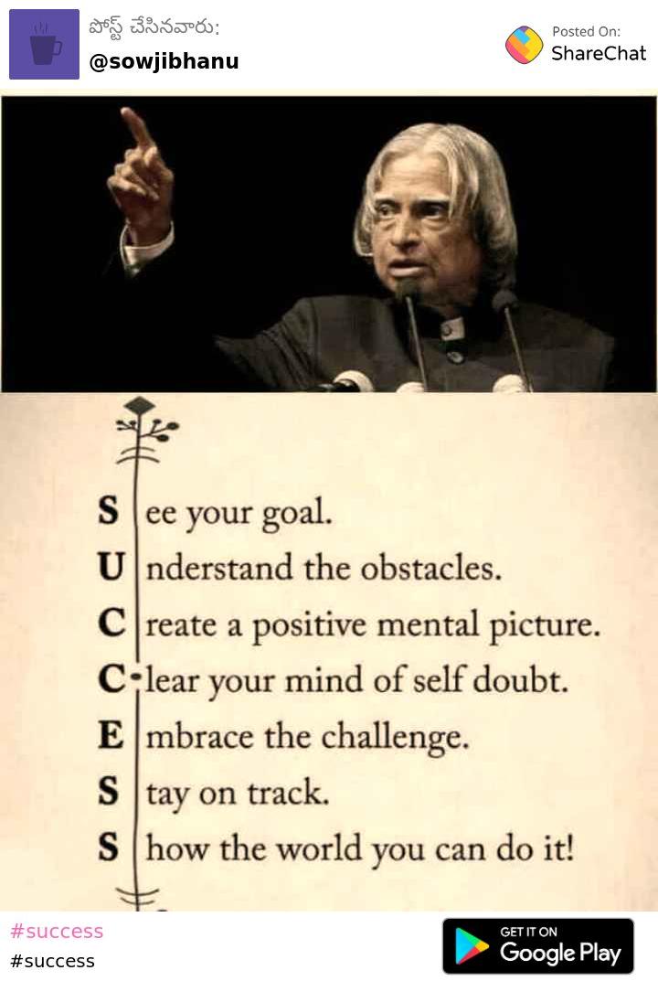 S ee Your Goal U nderstand The Obstacles C reate A Positive Mental Picture  C lear Your Mind Of Self Doubt E mbrace The Challenge S tay On…