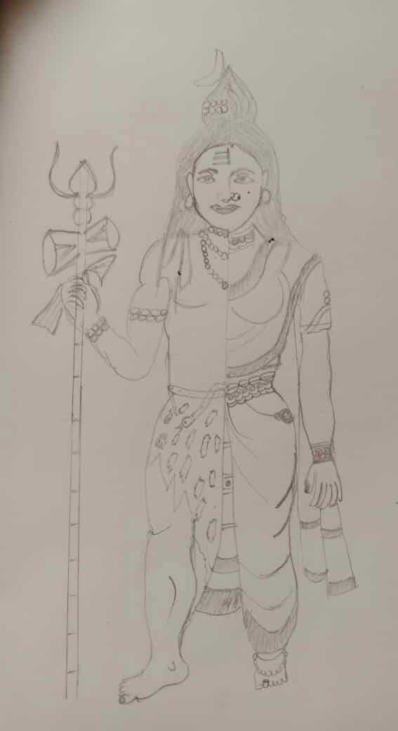 How to Draw Lord Shiva Ardhanarishvara Color Drawing  YouTube