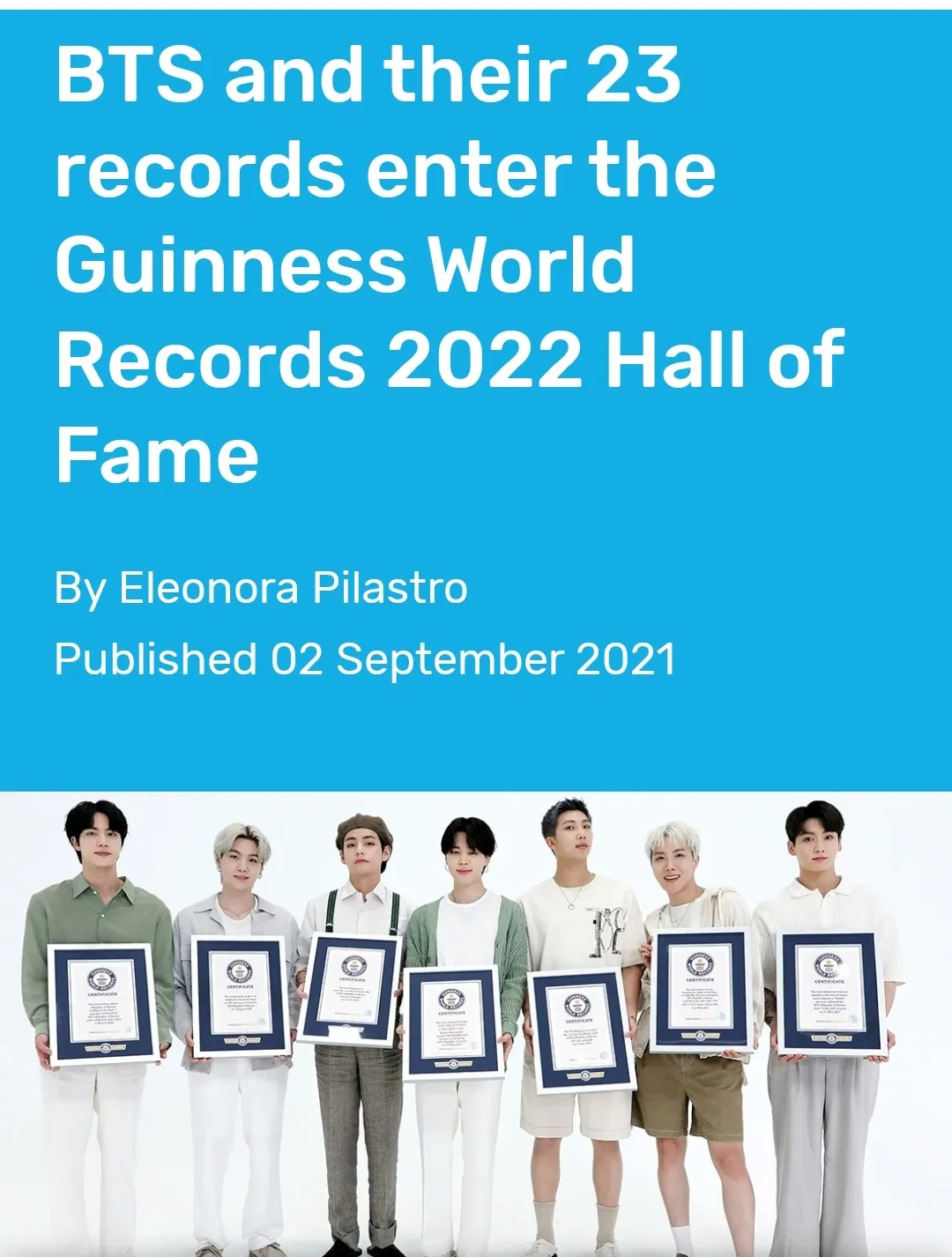 BTS and their 23 records enter the Guinness World Records 2022