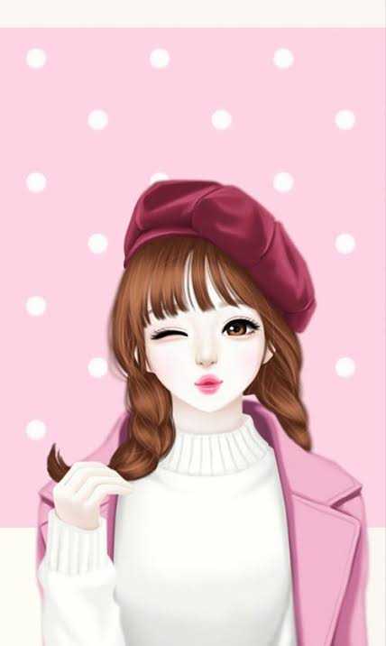 Lovely girl store cartoon wallpaper