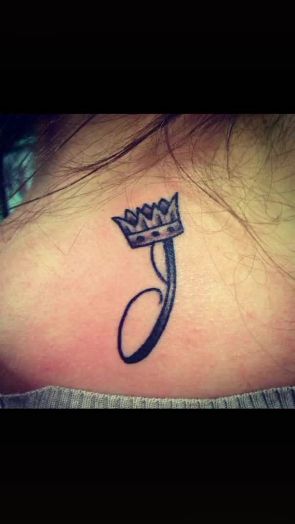 J Letter With Crown Tattoo On Shoulder