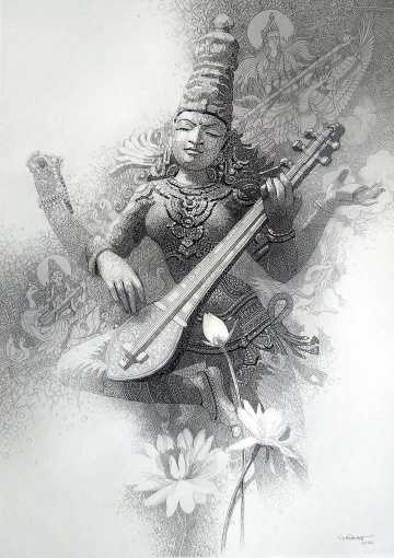 Poster Maa Saraswati Beautiful Sketch Photo Picture Series14 sl492 Wall  Poster 13x19 Inches Matte Multicolor Fine Art Print  Religious posters  in India  Buy art film design movie music nature and