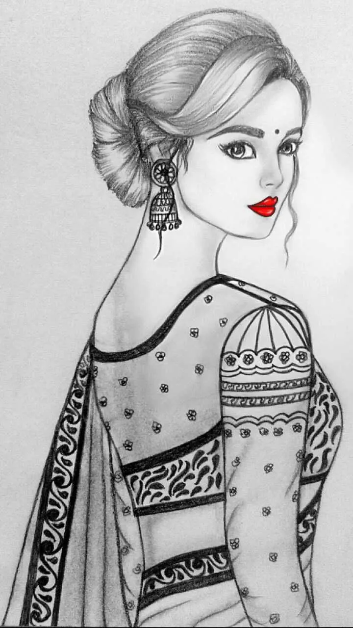 Traditional girl with beautiful saree drawing ❤️😍❤️ #traditionalgirl  #traditionalsaree #traditionalbride #traditionalart #traditionalwear … |  Instagram
