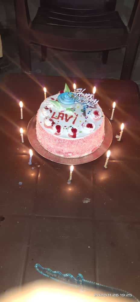 ❤️ Red White Heart Happy Birthday Cake For Lavi