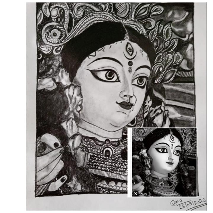 Durga murti  Durga ji ki murti drawing new style  Pencil shade devi durga  murti drawing  YouTube