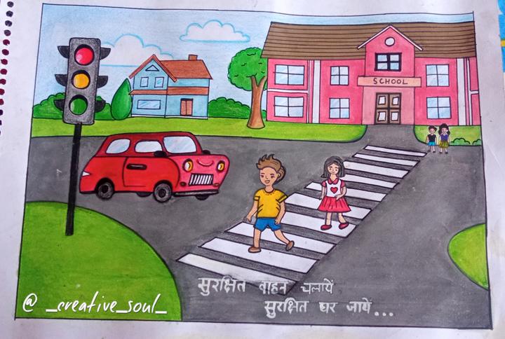 Road Safety Pictures for Kids to Colour  primary resources