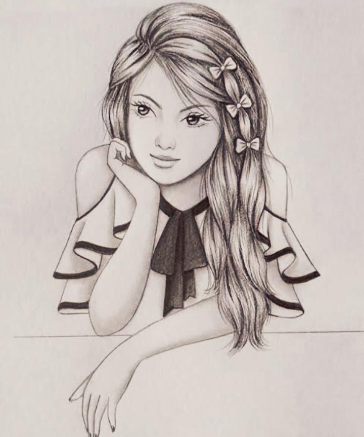 Pencil Drawing Of Beautiful Girl Background, Pictures Drawing Background  Image And Wallpaper for Free Download