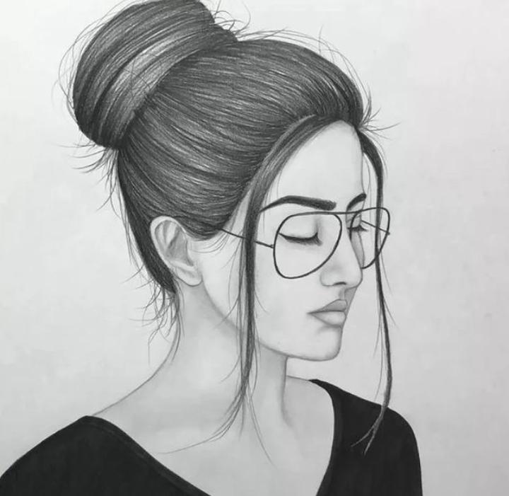 Middle Black Mask Girl Pencil Sketch Size 2x3