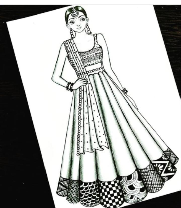 Ghagra sales choli drawing