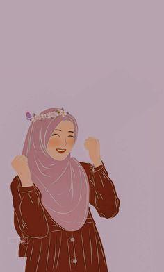 Beautiful and cute hijab girls cartoon pic for wallpapers and