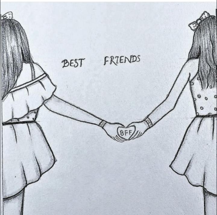 best friends pencil drawing