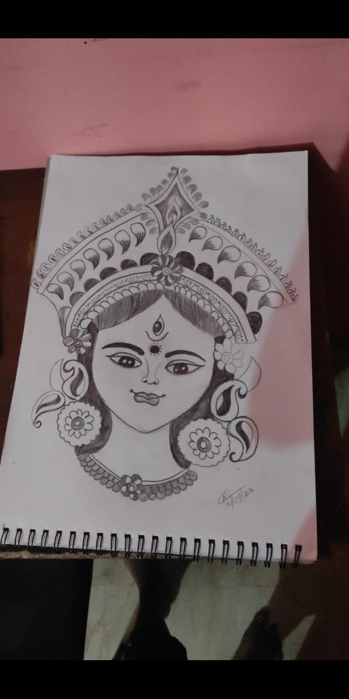 pencil colour drawing maa durga Images   silentgirlkkgupta on ShareChat