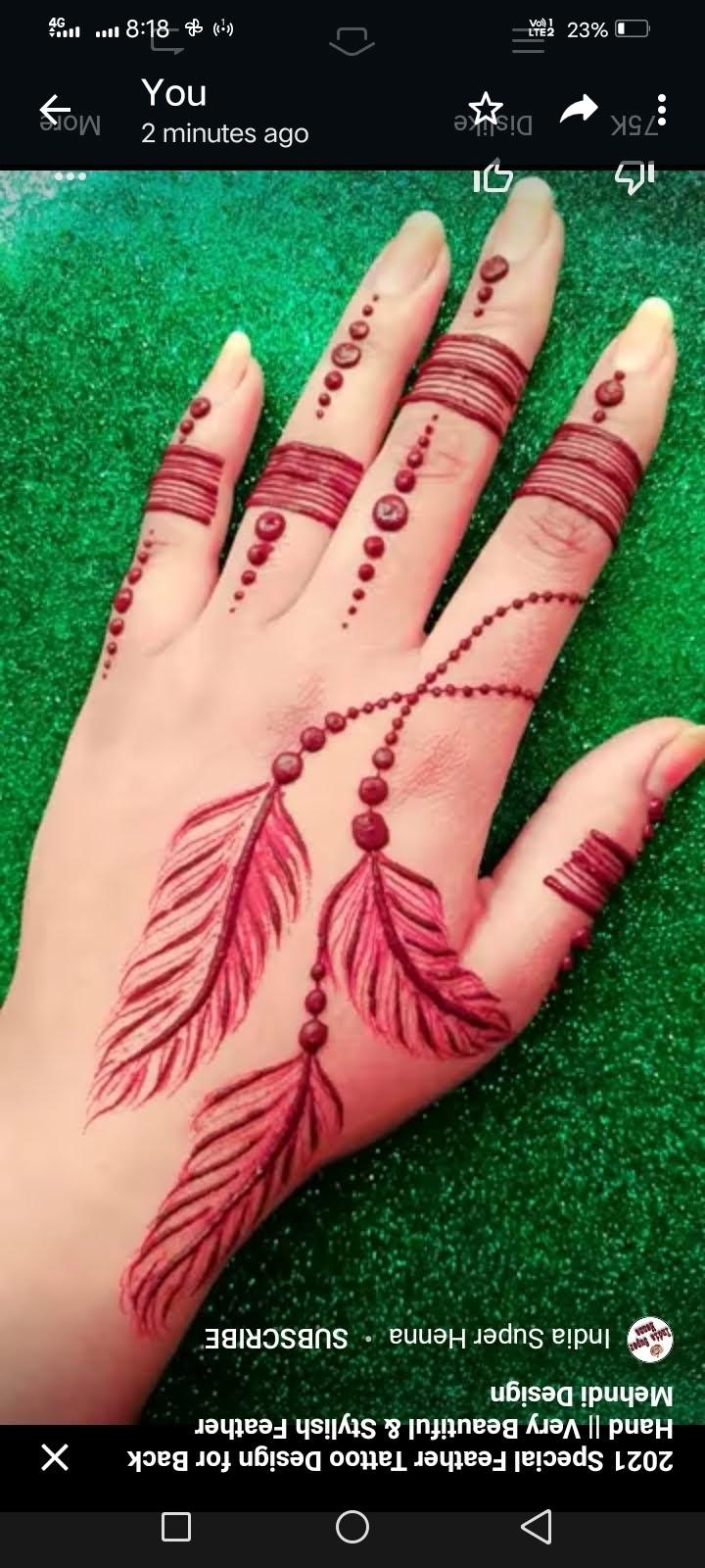 52 Beautiful Henna Feather Pattern Ideas || Everything About Henna Feather  | Bling Sparkle