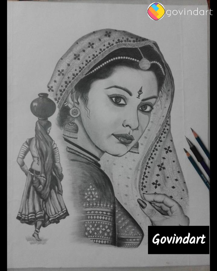 Rajasthan women dressing coloring page for kids