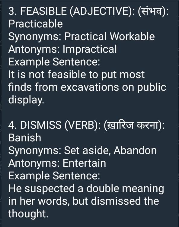 Dismissed synonyms that belongs to adjectives