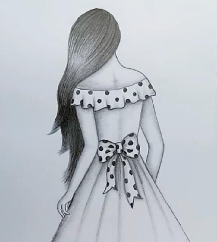 Easy drawing beautiful dress backside | Pencil sketch for beginner | Simple  drawing tutorial - YouTube
