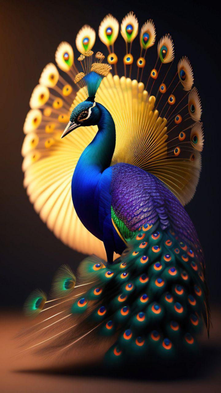 Peacock opened tail 2K wallpaper download