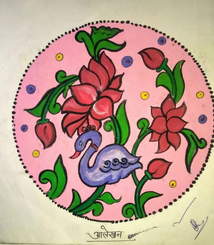 Alekhan Drawing। आलेखन कला । Easy way to draw flower of rose। आलेखन कला  डिजाइन (we waited until Mars 7, 2020 on the YouTube channel) | Follow along Alekhan  Drawing। आलेखन कला ।