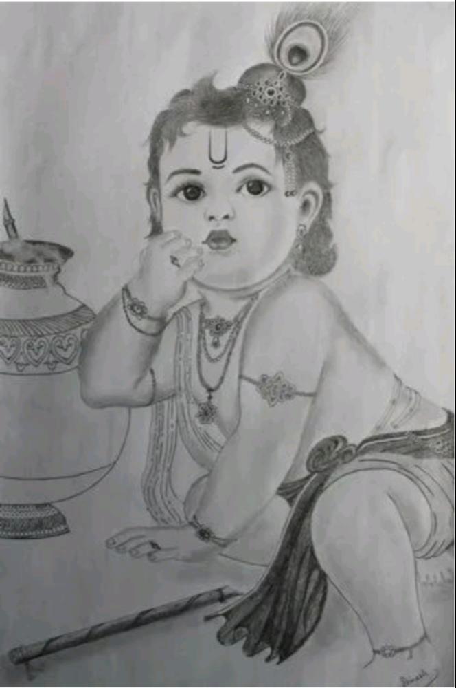 very easy pencil art bal krishna,krishna thakur drawing,bal gopal drawing,how  to draw lord krishna, - YouTube
