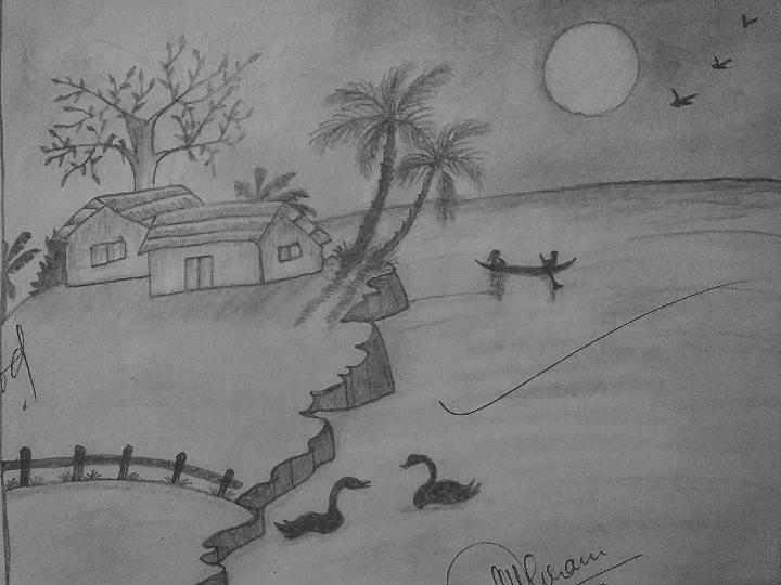 pencil sketch of scenery
