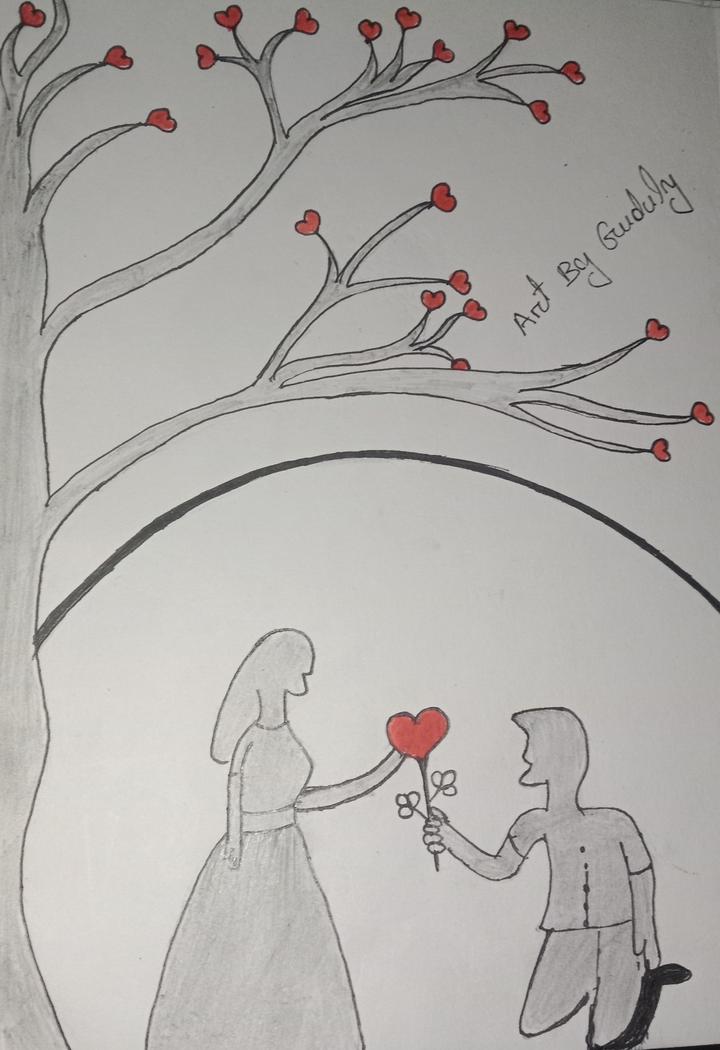 How To Draw Romantic Couple Scenery Step by Step  Easy love drawings,  Romantic paintings, Cute drawings of love