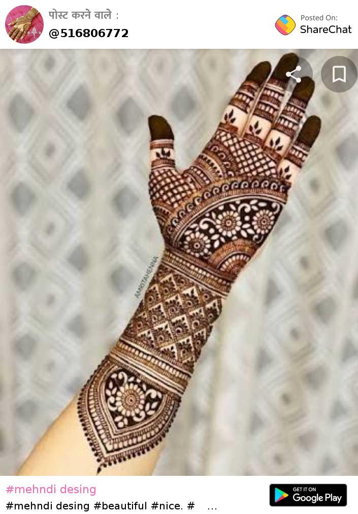 Beautiful, Latest Semi Bridal Mehndi Design For Palm || New, Latest Bharwa  Henna Design For Hand | Unique mehndi designs, Henna designs hand, Palm mehndi  design