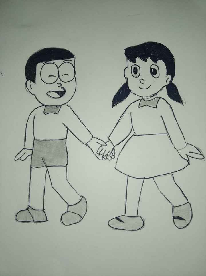 How to draw a sketch of Nobita  Shizuka  YouTube
