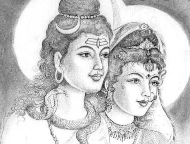 Lord Shiva And Goddess Parvathi, Painting by Aisoorya Vijayakumar |  Artmajeur