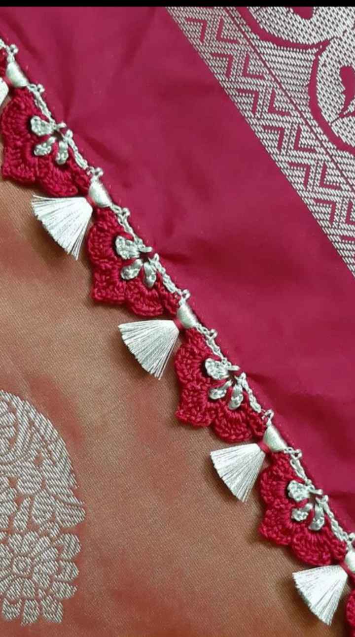 New double colour slanting arch krosha saree kuchu design without tassels -  Needle and Craf… | Saree kuchu designs, Handmade rakhi designs, Crochet  jewelry patterns