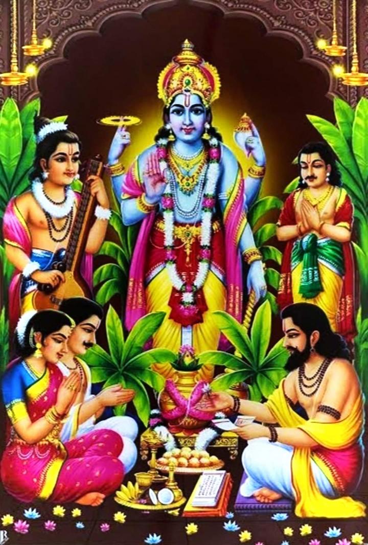 Vintage Old Rare Hindu God Shree Satyanarayana Beautiful Print RS EHS |  Hindu gods, Hindu deities, Lord krishna images