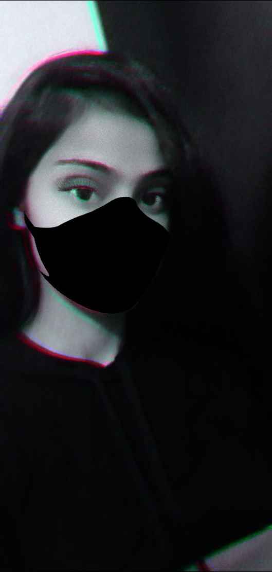 girl hiding face with mask