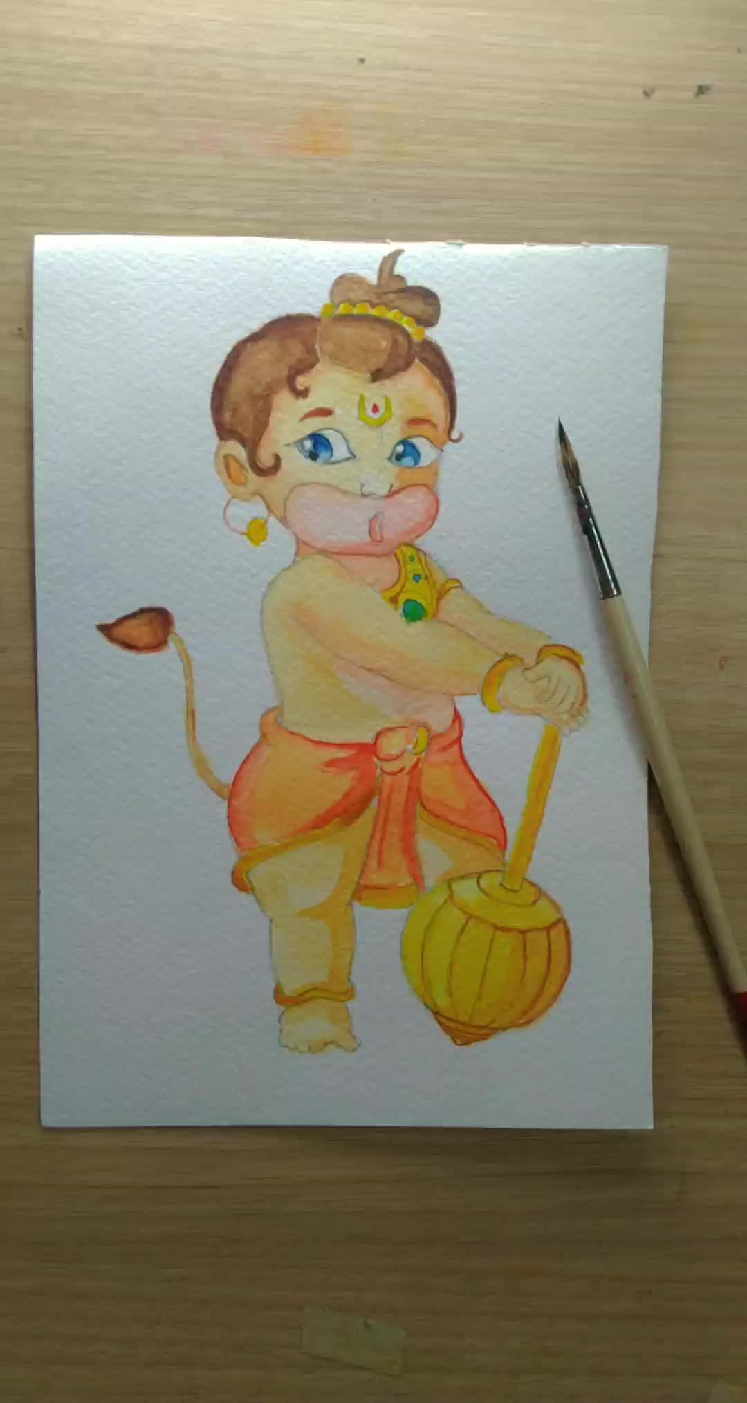 Bal Hanuman With Lord Shiva Shivling Cute Image