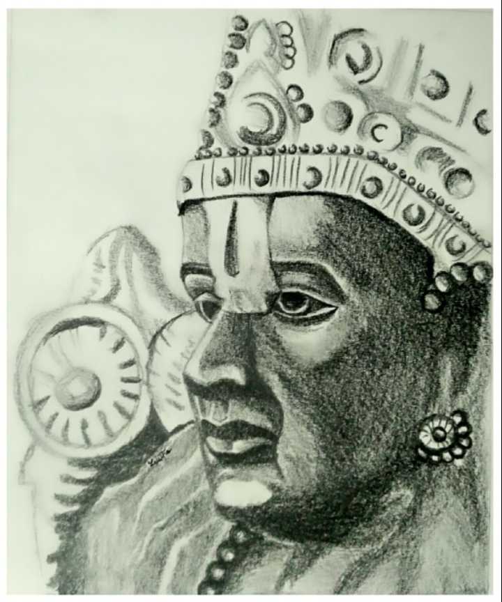 Superb Pencil Sketch Of Lord Sri Venkateswara Swami Varu | DesiPainters.com