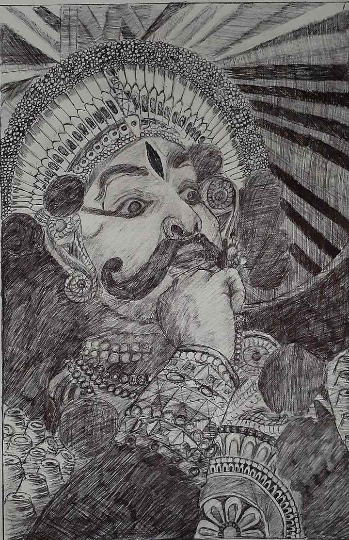 kathakkali drawing and shading  yakshagana drawing  draw with Nithya   YouTube